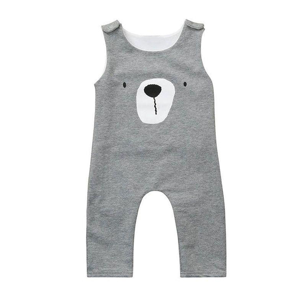 Baby Cotton Cute Bear Pattern Sleeveless Jumpsuit