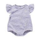 Baby Girls Cotton Ruffle Sleeves Stripe Print Bodysuits
