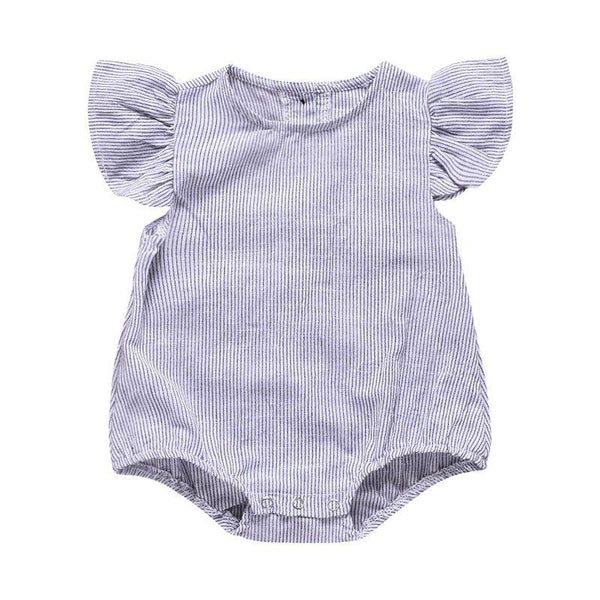 Baby Girls Cotton Ruffle Sleeves Stripe Print Bodysuits