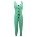 Casual Solid Color Sleeveless Buttoned Drawstring Design Jumpsuits
