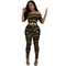 Contrast Chain Print Off-shoulder Sexy Tight Jumpsuits