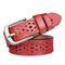 Casual Women Solid Color Carving Pattern Genuine Leather Belt