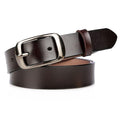 Women Casual Style Solid Color Genuine Leather Metal Buckle Belt