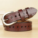 Casual Style Women Carving Design Solid Color Leather Belt