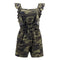 Casual Camouflage Print Ruffled Design Women Square Neck Rompers
