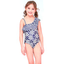 Girl White Daisy Print One-shoulder Swimwear