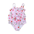 Girl Flower Print Multilayer Patchwork Cute Swimwear