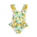 Fashion Girl Pineapple Print Ruffle Sleeves Swimwear