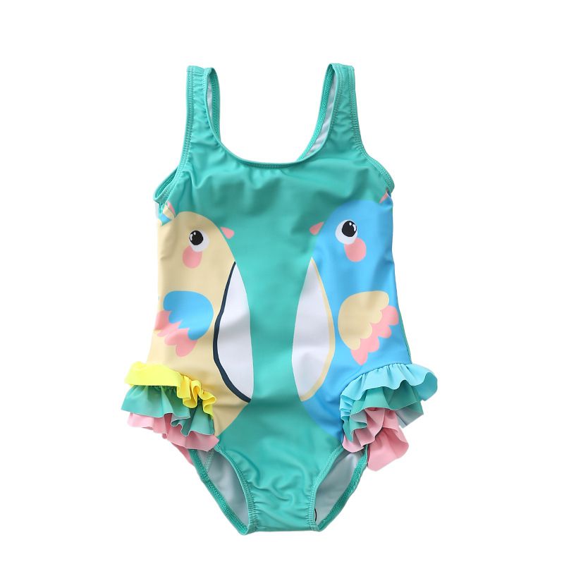 Girl Lovely Animals Print Sleeveless Swimwear