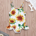 Girls Beach Clothes Sunflower Sling Ruffled Design Swimwear