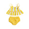 2 Pcs Fresh Style Girl Yellow Line Print Spaghetti Strap Swimsuit