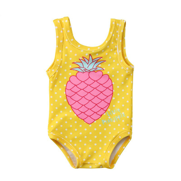 Girl Yellow Pineapple Sleeveless Swimwear