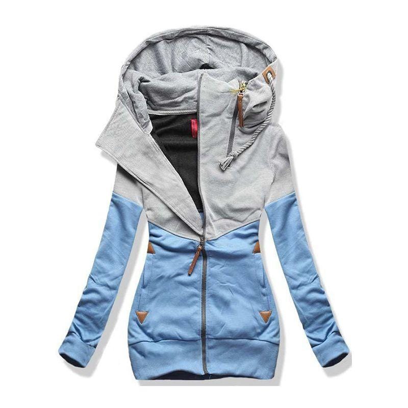 Women Unique Color Blocking Long-sleeve Zipper Pattern Hoodies