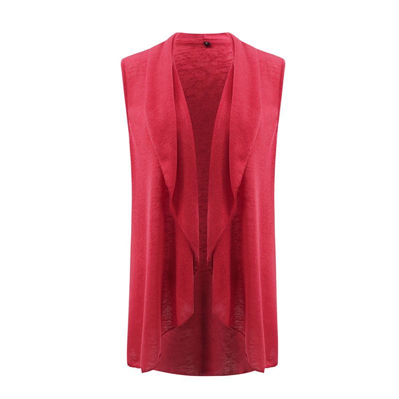 Fashion Solid Color Sleeveless Irregular Cardigan Vest