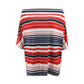 Casual Dolman Sleeve Off-shoulder Pattern Rainbow Stripes Print T-shirt