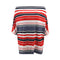 Casual Dolman Sleeve Off-shoulder Pattern Rainbow Stripes Print T-shirt