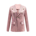 Women Elegant Long-sleeve Double-breasted Solid Color Blazer