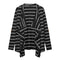 Classic Stripes Print Irregular Collar Long-sleeve Women Cardigan