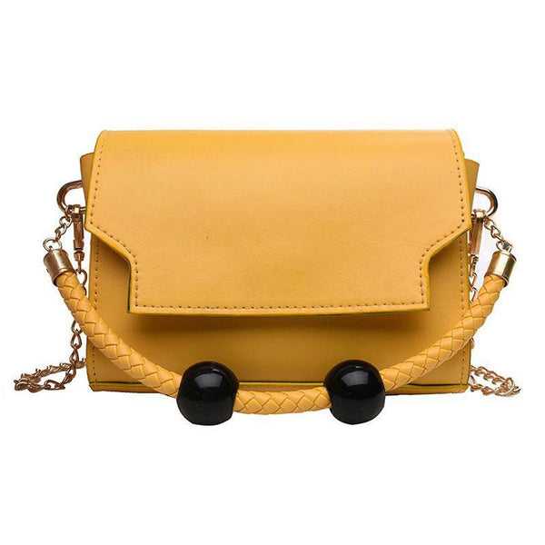 Creative Beads Decor PU Woven Handle Square Bag