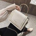 Women Unique Design Square Shape Metal Chain Flap Bag