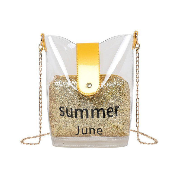 Casual Summer 2pcs/set Fashion Sequin Design PVC Bucket Bag