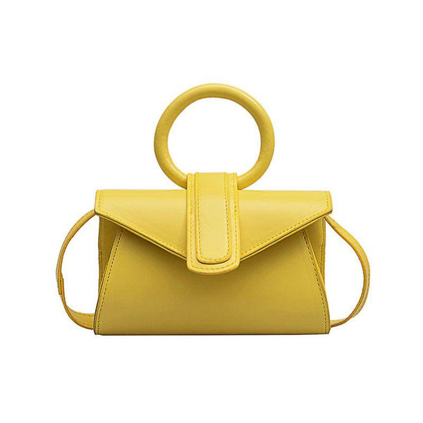 Bright Color PU Irregular Ring Handle Design Women Trendy Mini Bag