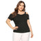 Women Casual Solid Color Cool-shoulder Short-sleeve T-shirt