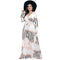 Fashion Vacation Style Women V Neck Long-sleeve Graphic Print Sash Maxi Dress