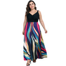 Hot Sale Women Fashion V Neck Multicolor Design Figure Flattering Slip Dress