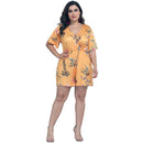 Women Plus Size V Neck Short-sleeve Floral Print Rompers