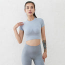 Hot Sale Women Solid Color Hollow Out Sporty Cropped T-shirt