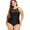 Fashion Mesh Patchwork Women Plus Size Black Slimming Swimwear