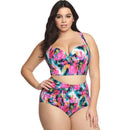 Women Plus Size Summer Casual Two-piece High-waisted Swimsuit