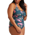 Fashion Flower Print Knotted Halter Neck Plus Size Swimwear