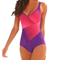 Women Contrast Gradient Color Design Wrapped One-piece Swimwear