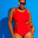 Hot Sale Plus Size Women Sexy Cut Out Design One-piece Plain Swimwear