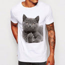 Men Lively Cat Print Short Sleeves Tops