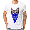 Men Polyester Cat Print Slim Fit Tees