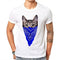 Men Polyester Cat Print Slim Fit Tees