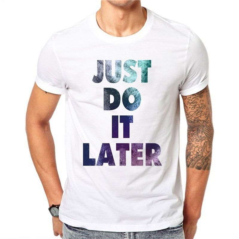 Men Multicolor Letter Print Short Sleeves T-shirt Tops