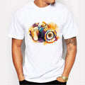 Men Multicolor Print Short Sleeves Round Neck Tees