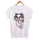 Hot Sale Women Casual Short-sleeve Cartoon Print Tee