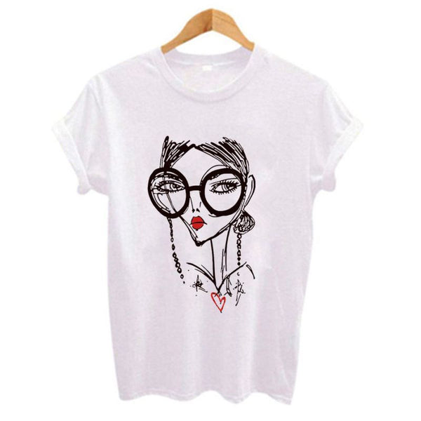 Hot Sale Women Casual Short-sleeve Cartoon Print Tee