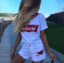 Fashion Contrast LOVE Printed Women Casual T-shirt