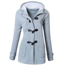 New Arrival Women Casual Resin Horn Buttoned Thickening Coat