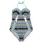 Women Multicolor Ethnic Print Hollow Design One-piece Swimwear