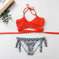 Hot Sale Contrast Crossing Strap Design Women Two-piece Swimwear