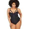 Black Color Plus Size Women Hollow Design One-piece Swimwear