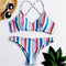 Hot Sale Multicolor Stripes Pattern Women Two-piece Swimwear