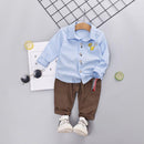 2 Pcs Kids Boys Cotton Juice Print Long Sleeves Shirts And Casual Pants